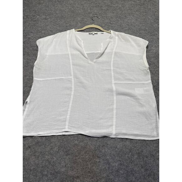 Vince 100% Cotton Cap Sleeve Blouse White Size Medium - Picture 1 of 5